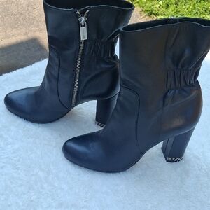 MICHAEL Michael Kors Black Heeled Boots with Ruched Detail